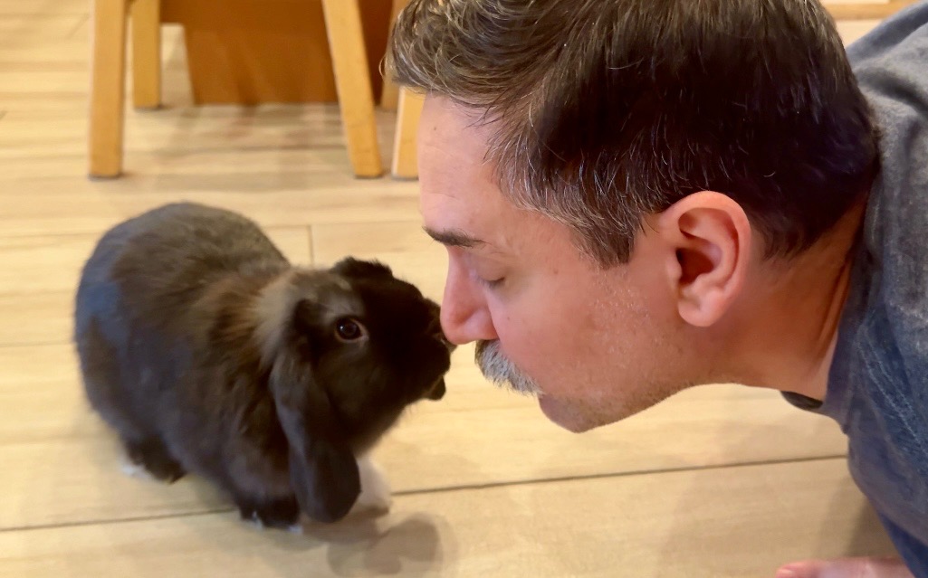 Alexander Lee with a rabbit